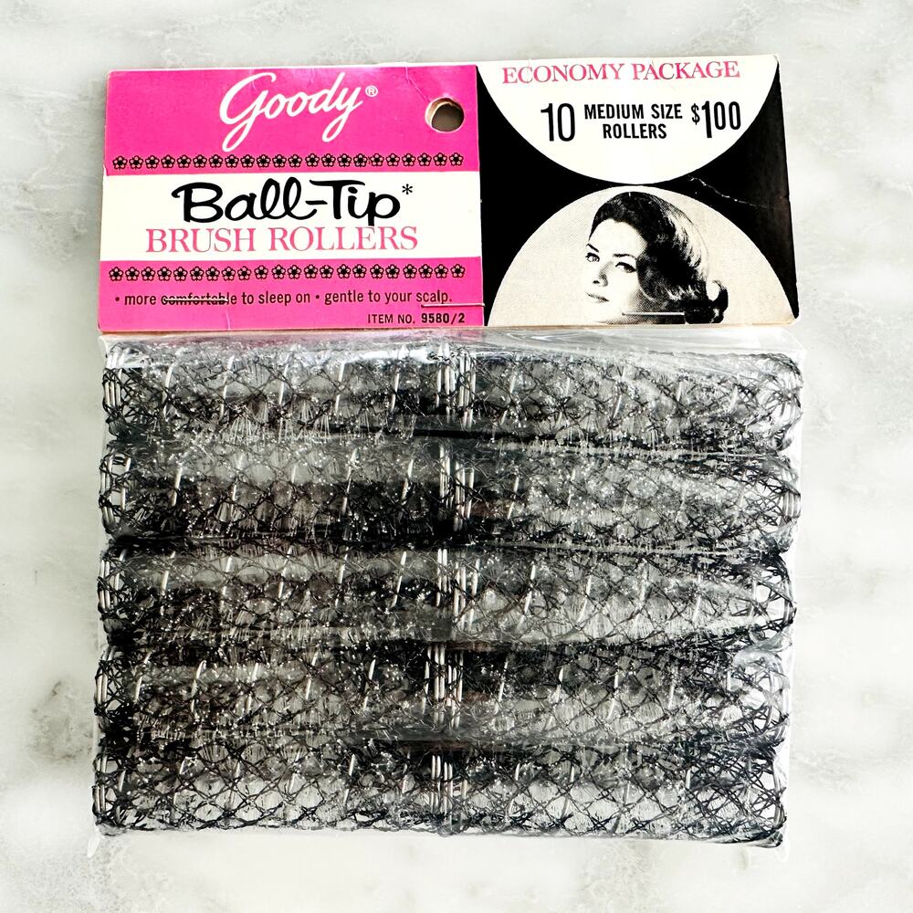 Goody Ball-Tip Brush Rollers VINTAGE 50's NEW 60's TV Movie Prop Retro Pin-Up